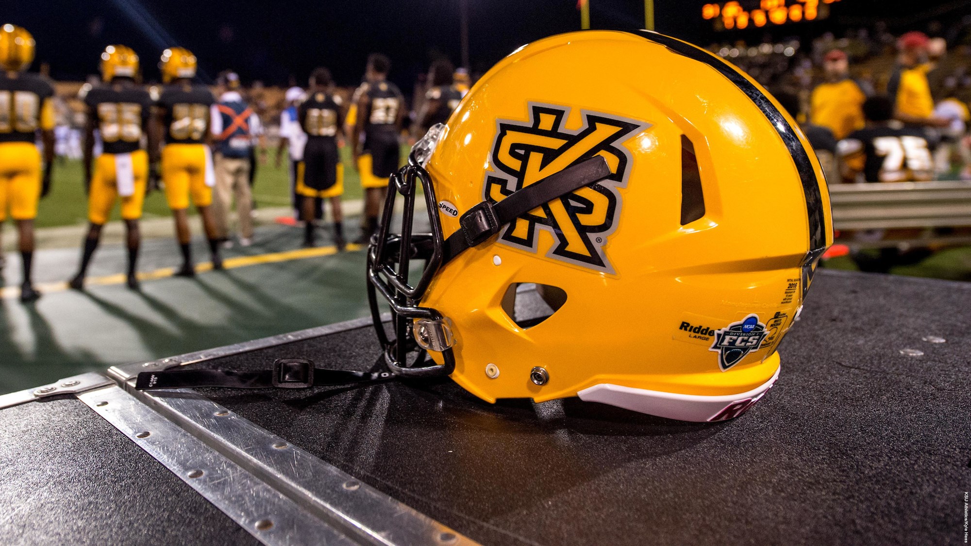 helmet on field at night