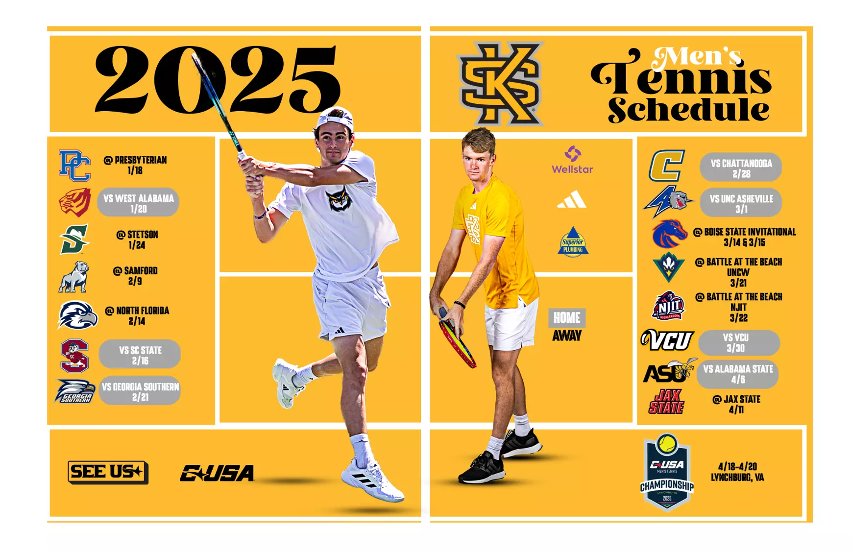 2025 KSU Men's Tennis Schedule Graphic